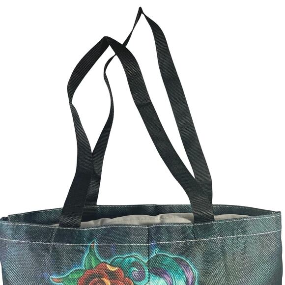 Day of the Dead Sugar Skull Canvas Double Handle Tote Bag - Picture 2 of 3